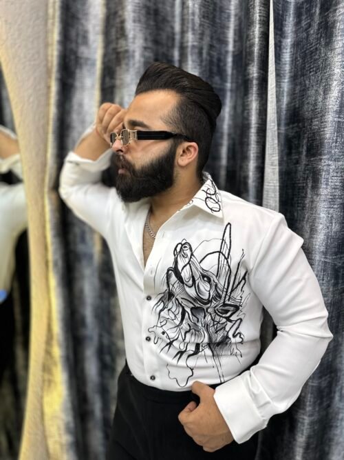 The handpainted white wolf shirt