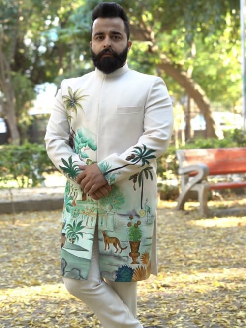 Tropical Paradise Hand Painted Indo Western Set