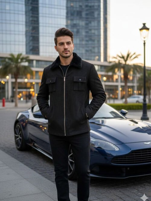 Black Suede Zipper Jacket