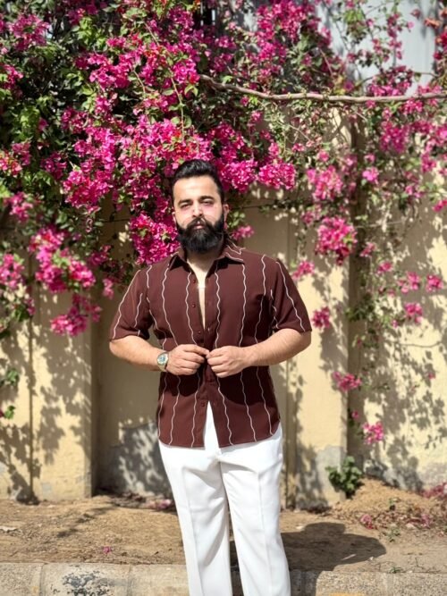 Brown & white falling threads shirt